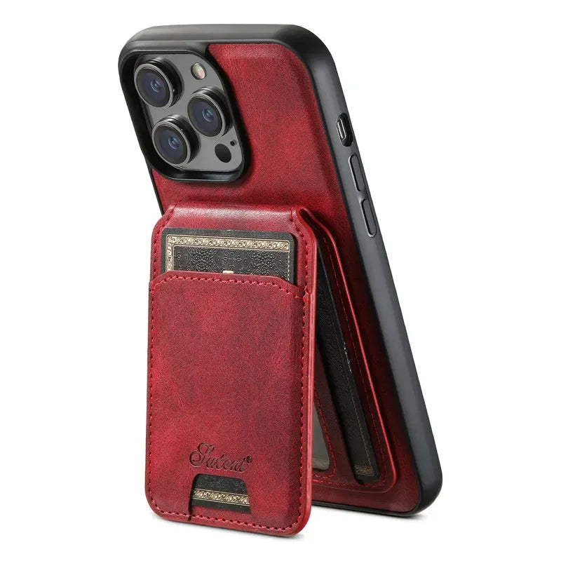 EUCAGR Magsafe Magnetic 2 In 1 Detachable Wallet & Leather Case For iPhone