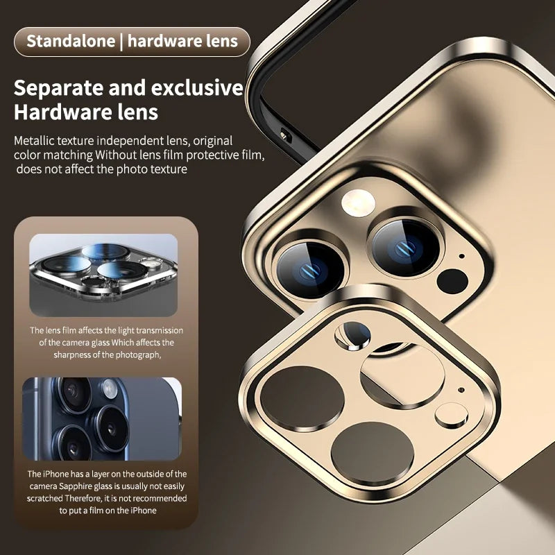 Camera Protection + Hybrid Silicone Frame Aluminum Phone Case For IPhone