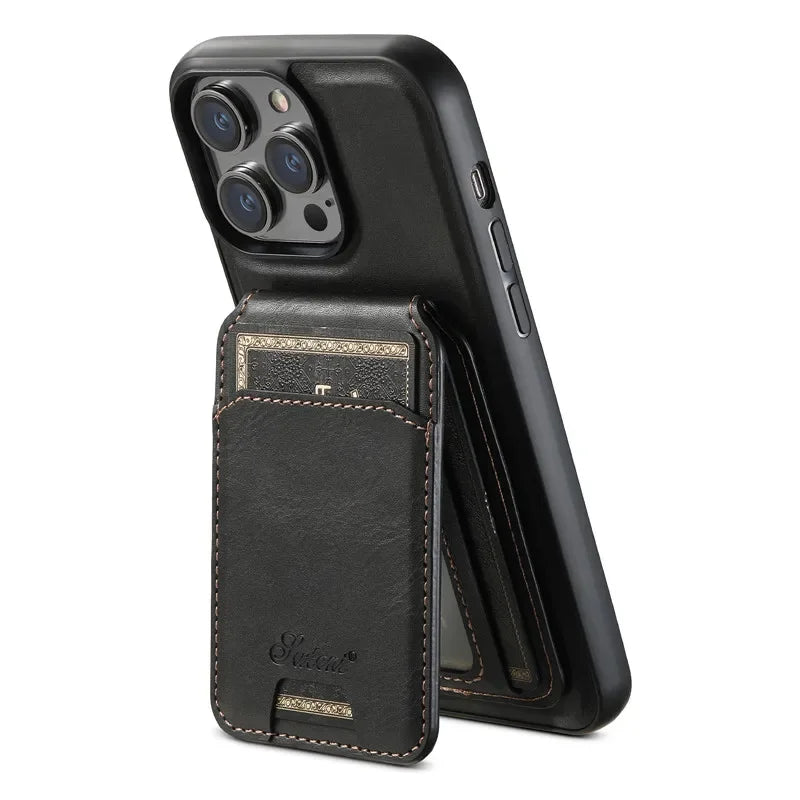 EUCAGR Magsafe Magnetic 2 In 1 Detachable Wallet & Leather Case For iPhone