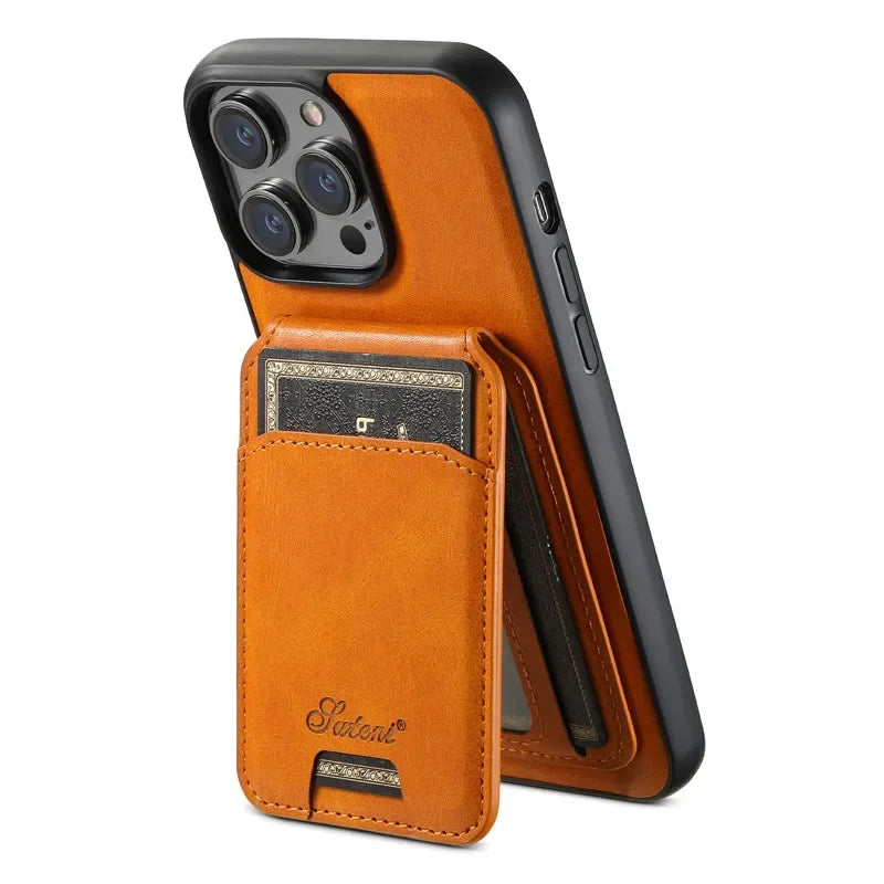 EUCAGR Magsafe Magnetic 2 In 1 Detachable Wallet & Leather Case For iPhone