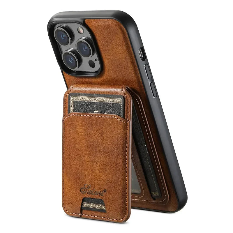 EUCAGR Magsafe Magnetic 2 In 1 Detachable Wallet & Leather Case For iPhone
