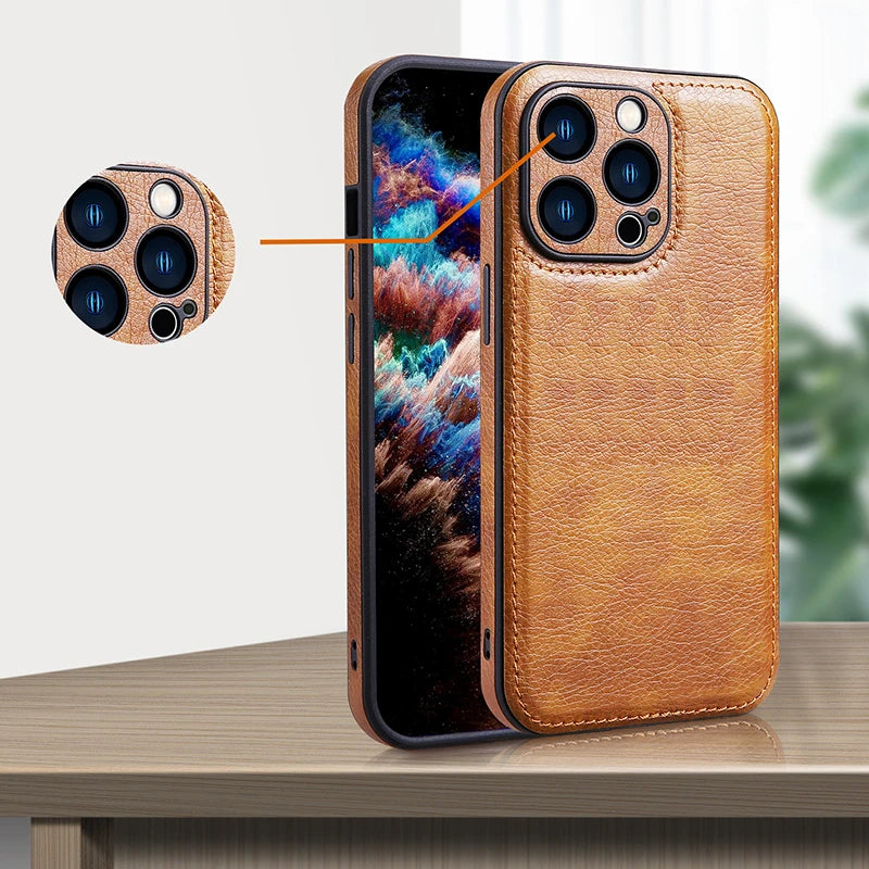Luxury Leather Bumper Phone Case For iPhone 16