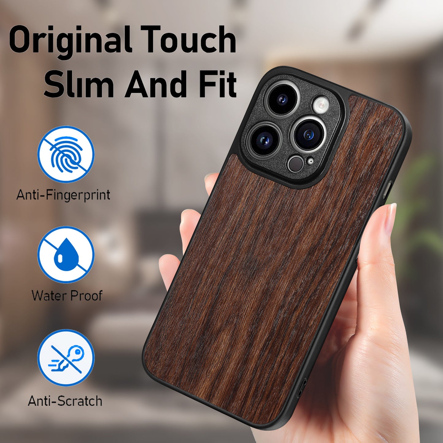 Wood Grain Phone Case Fine Hole Wood Veneer Protective Cover