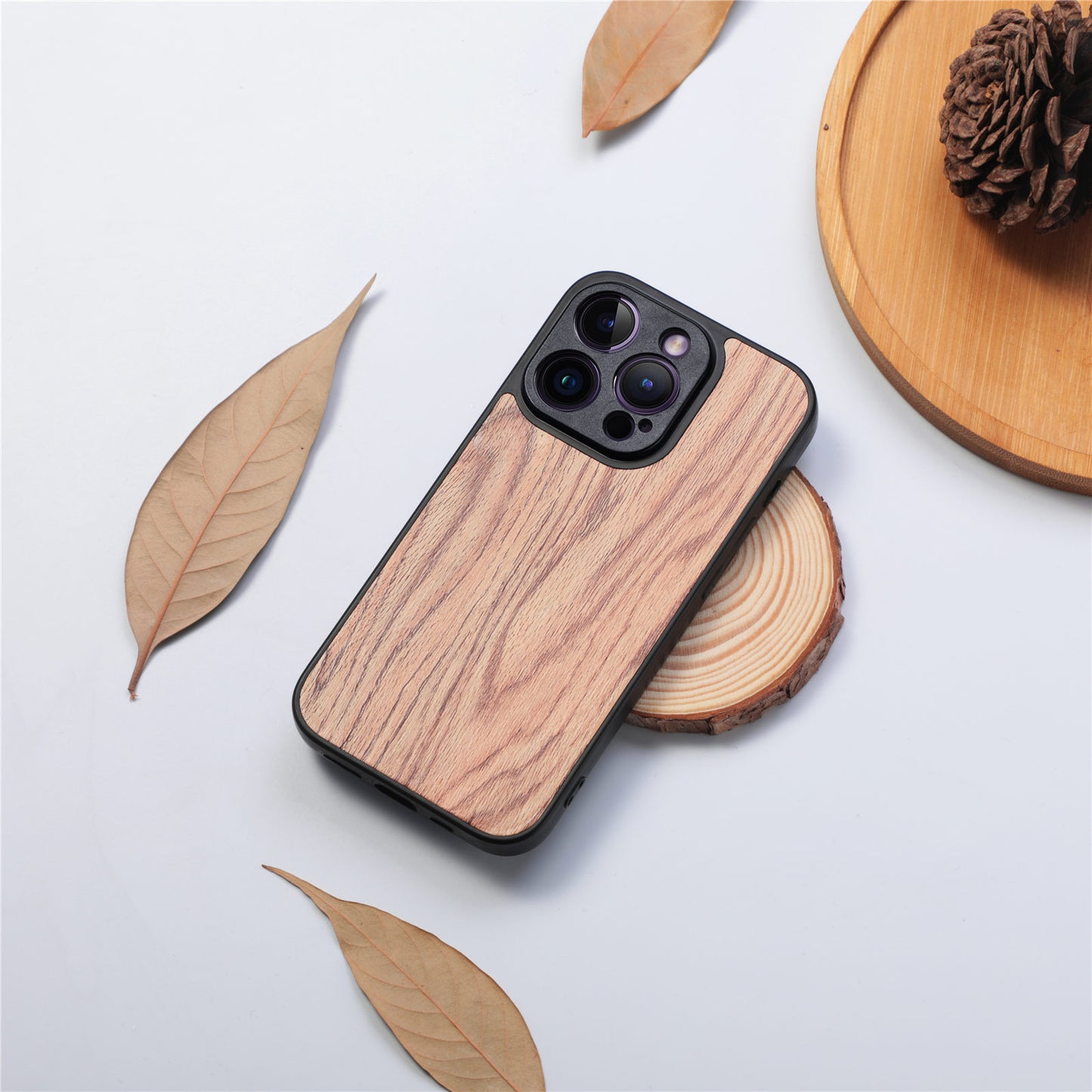 Wood Grain Phone Case Fine Hole Wood Veneer Protective Cover
