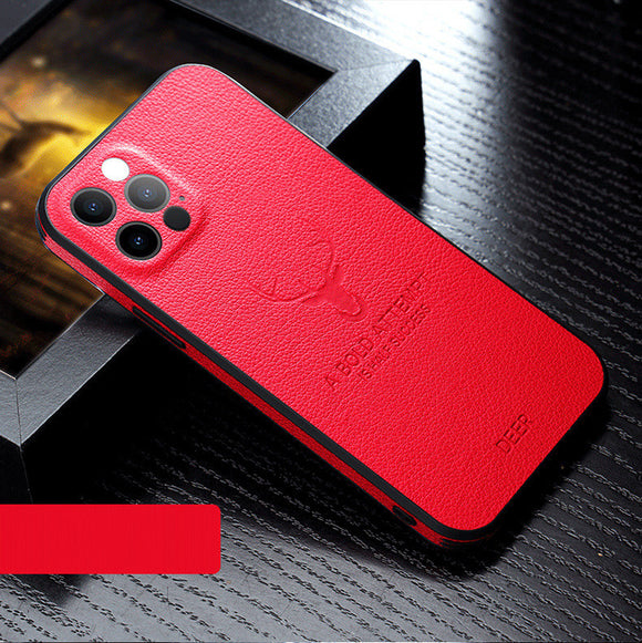 Compatible with Apple , Leather-Grain Anti-Drop Full-Cover Lens Protective Cover