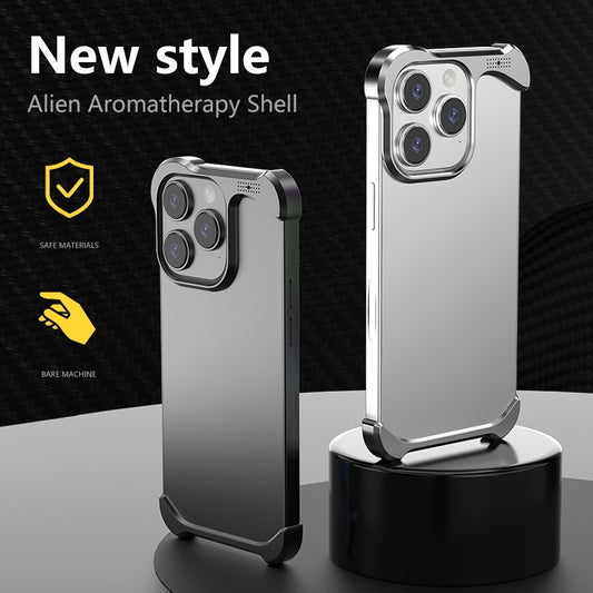 Special-shaped Aromatherapy Phone Case Frameless Metal Corner Pad