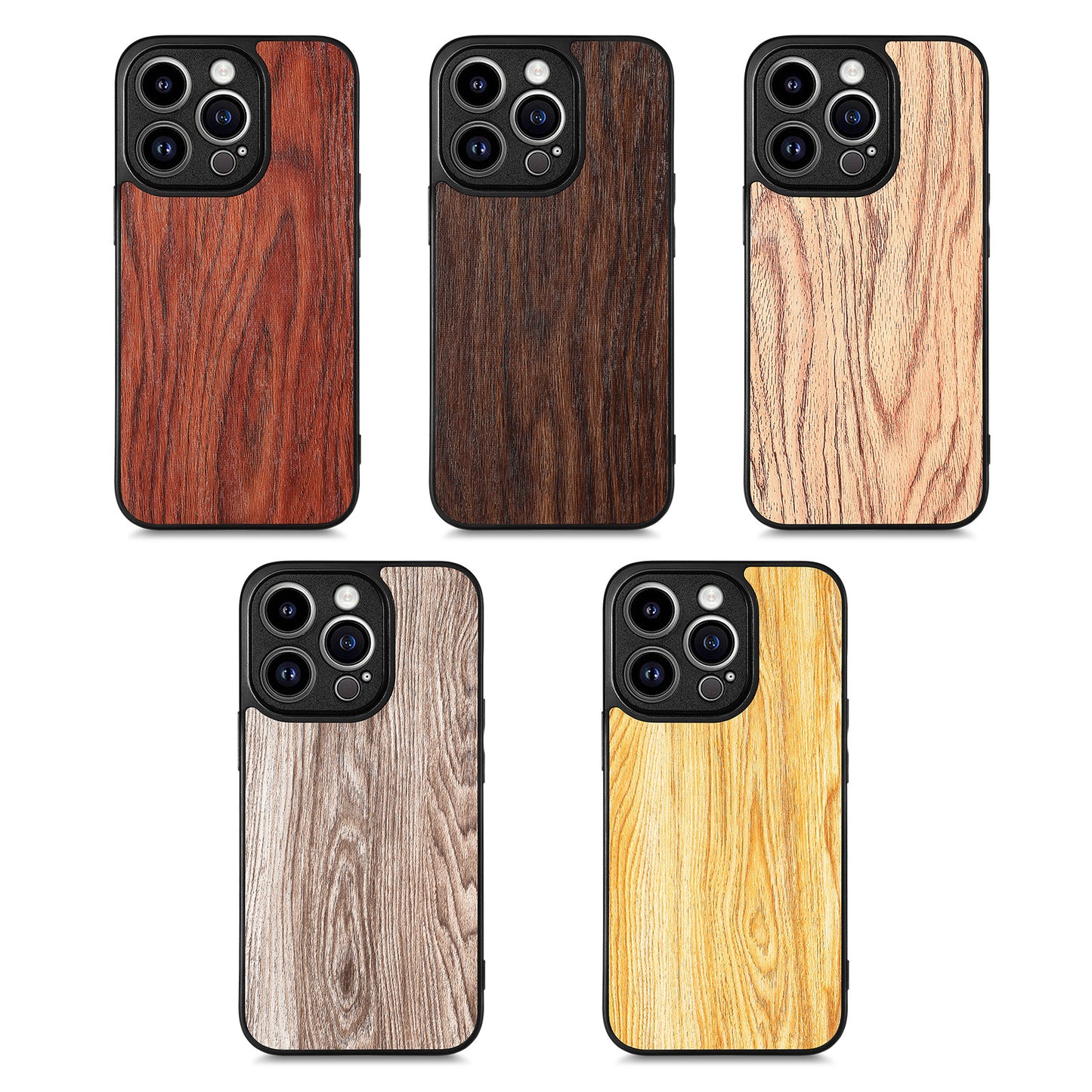 Wood Grain Phone Case Fine Hole Wood Veneer Protective Cover