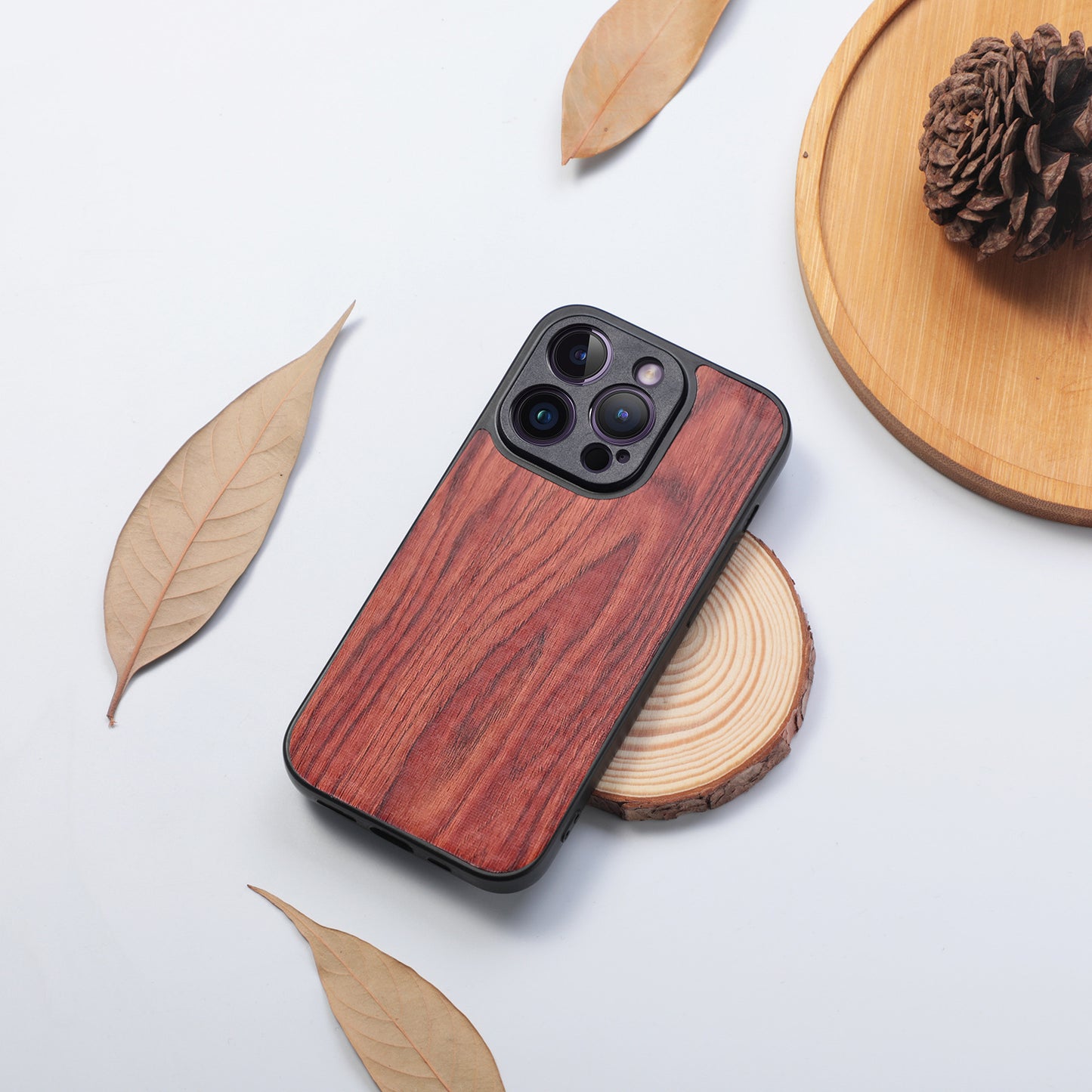 Wood Grain Phone Case Fine Hole Wood Veneer Protective Cover