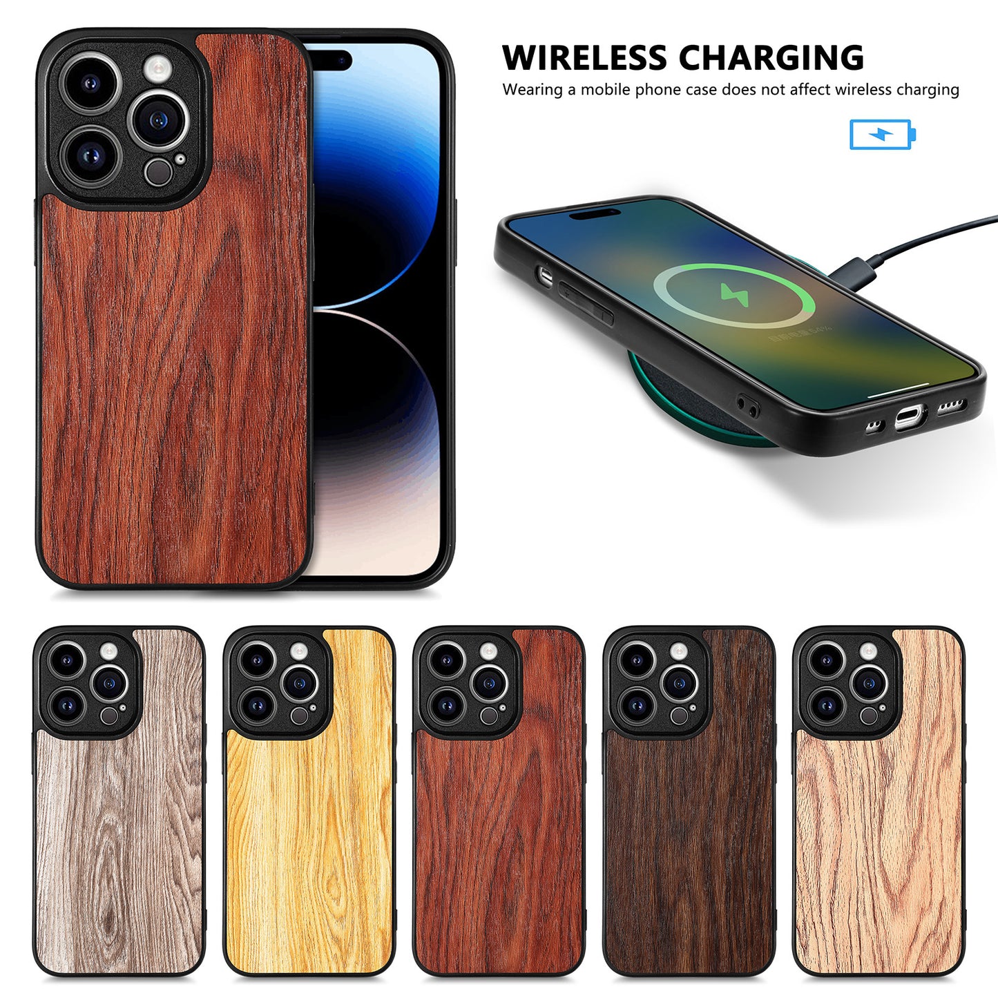 Wood Grain Phone Case Fine Hole Wood Veneer Protective Cover