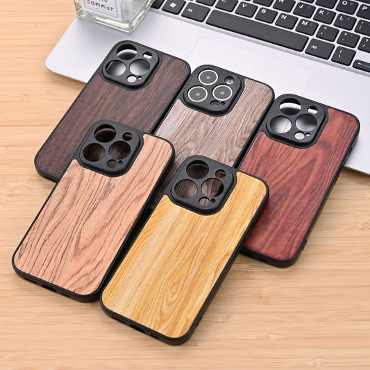 Wood Grain Phone Case Fine Hole Wood Veneer Protective Cover