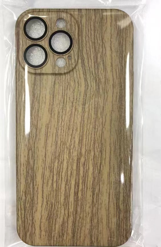 Lens Film Anti-fall Wood Grain Magnetic Wireless Phone Case
