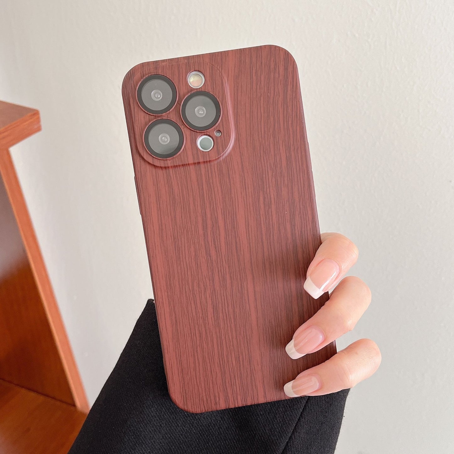 Lens Film Anti-fall Wood Grain Magnetic Wireless Phone Case