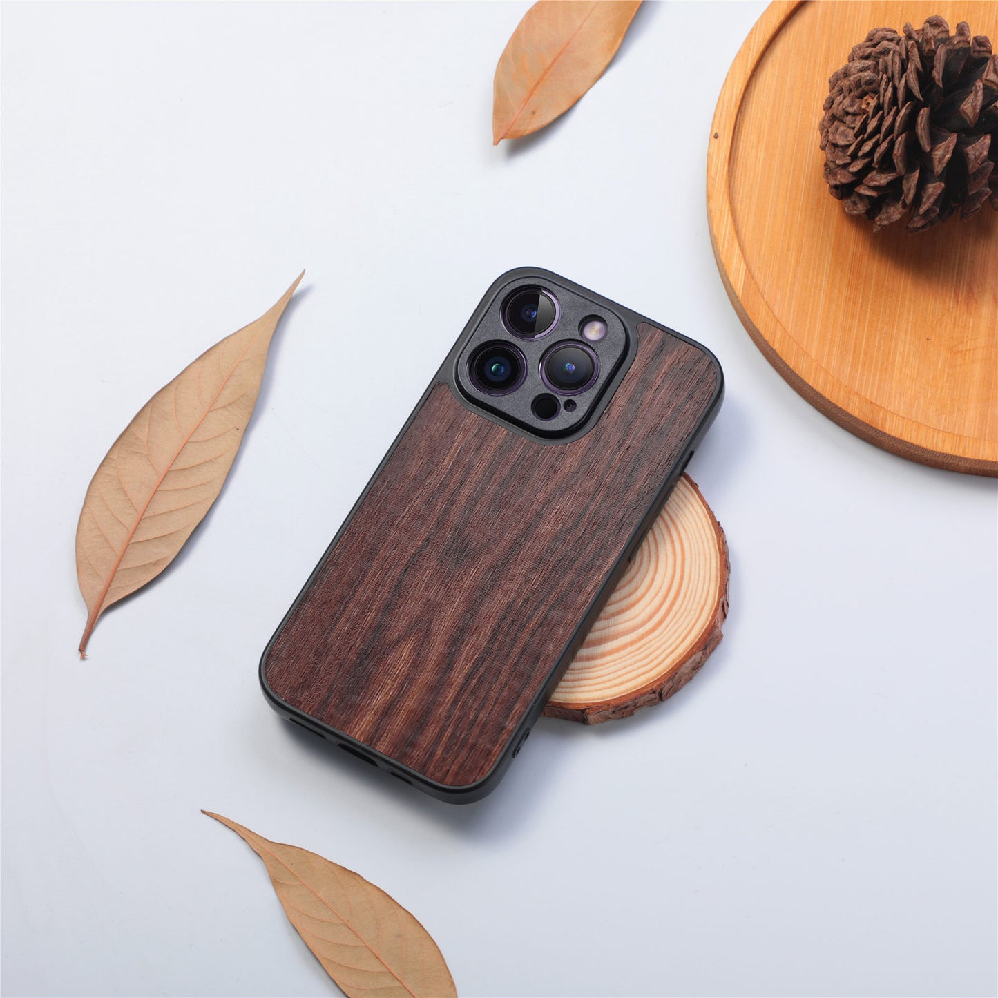 Wood Grain Phone Case Fine Hole Wood Veneer Protective Cover