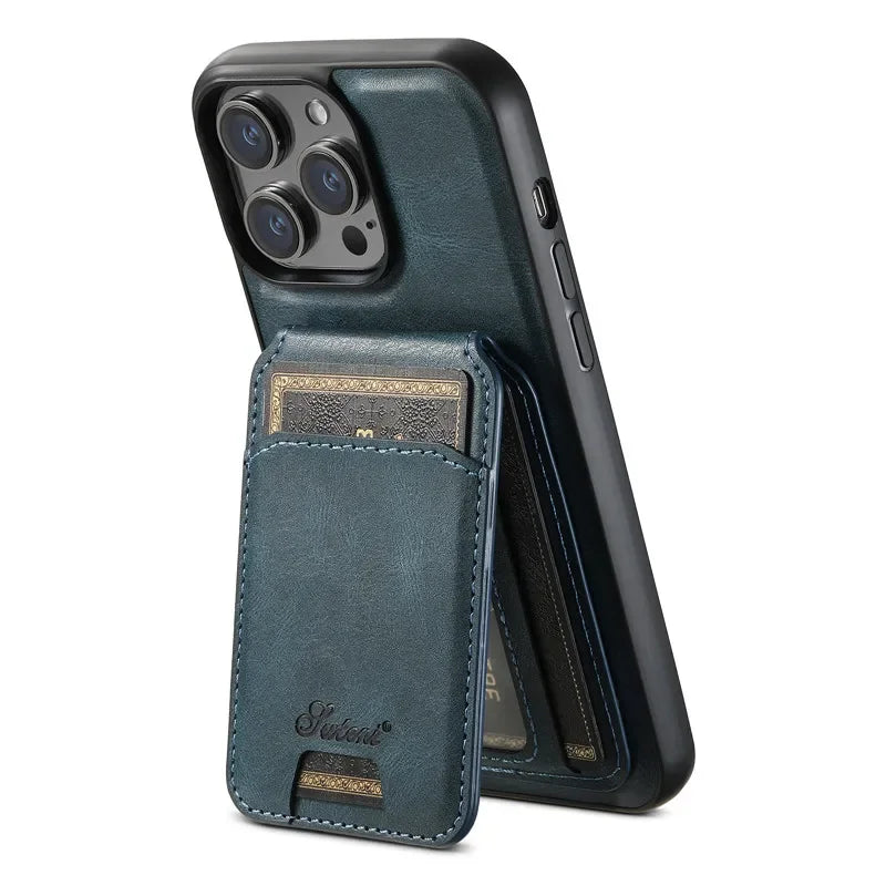 EUCAGR Magsafe Magnetic 2 In 1 Detachable Wallet & Leather Case For iPhone