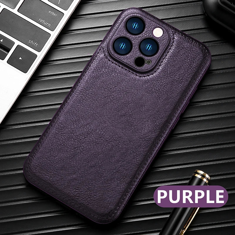 Luxury Leather Bumper Phone Case For iPhone 16