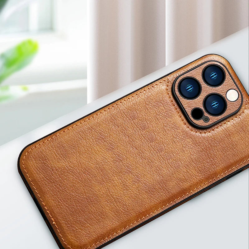 Luxury Leather Bumper Phone Case For iPhone 16