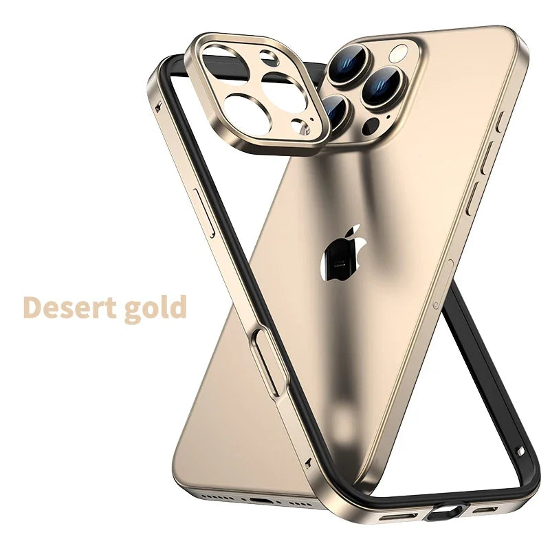 Camera Protection + Hybrid Silicone Frame Aluminum Phone Case For IPhone