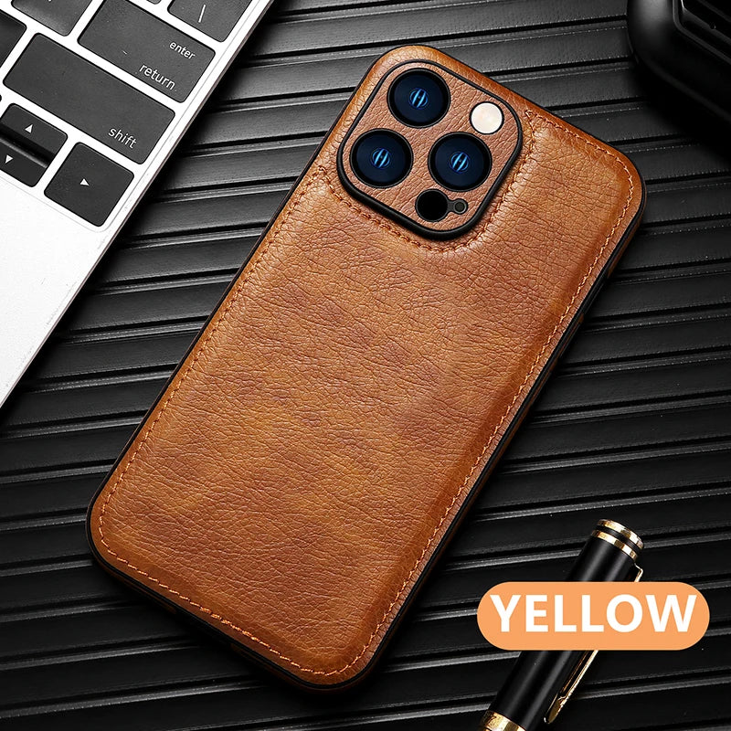 Luxury Leather Bumper Phone Case For iPhone 16