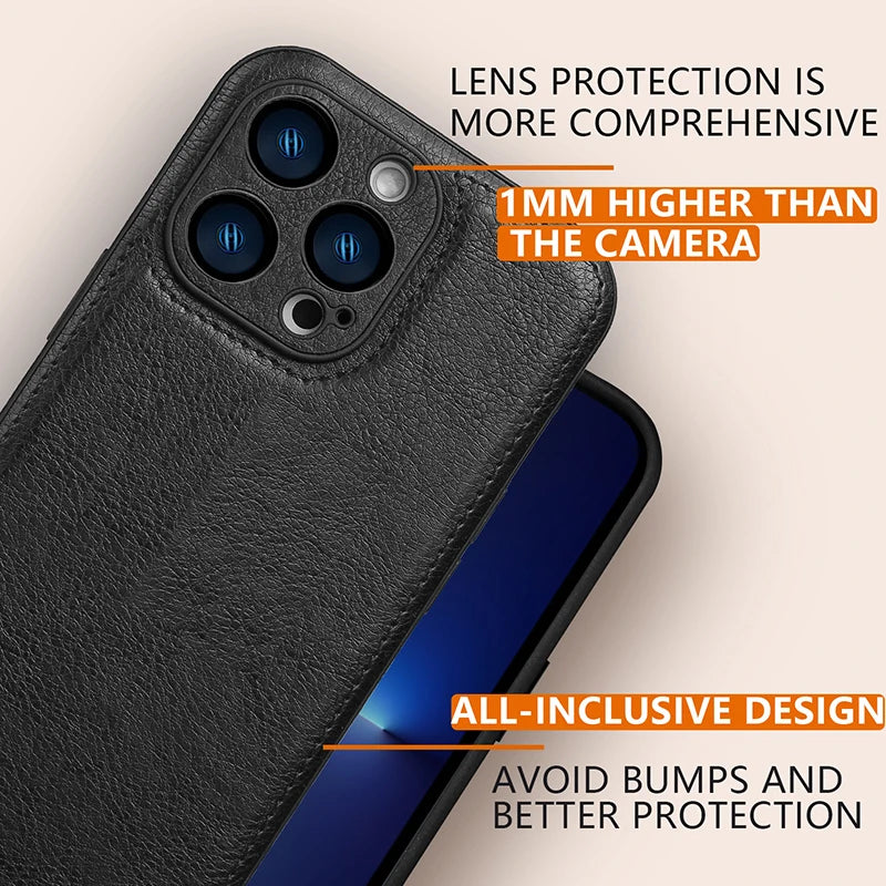 Luxury Leather Bumper Phone Case For iPhone 16