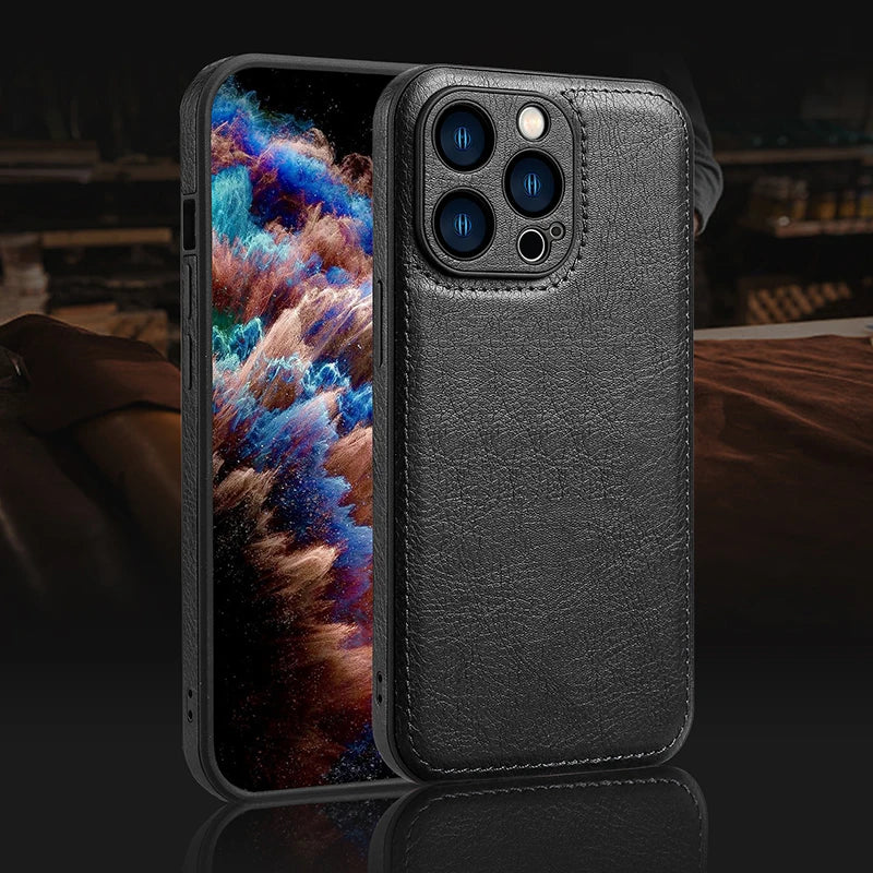 Luxury Leather Bumper Phone Case For iPhone 16