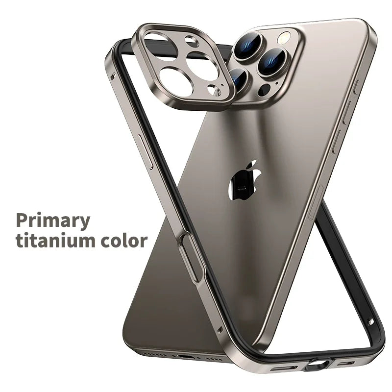 Camera Protection + Hybrid Silicone Frame Aluminum Phone Case For IPhone