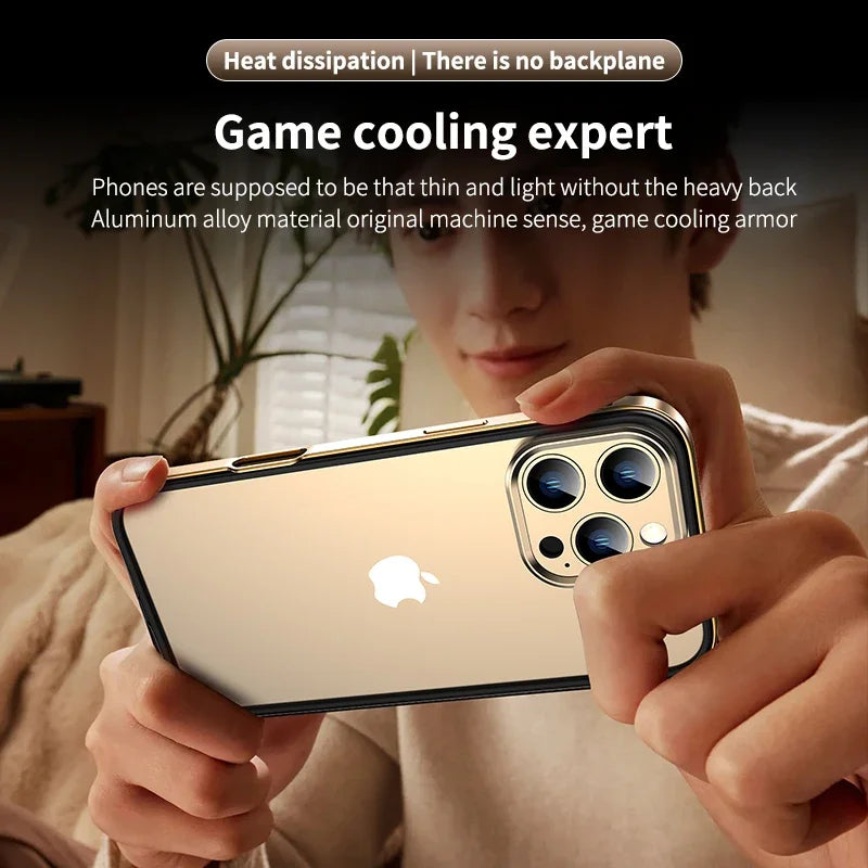 Camera Protection + Hybrid Silicone Frame Aluminum Phone Case For IPhone