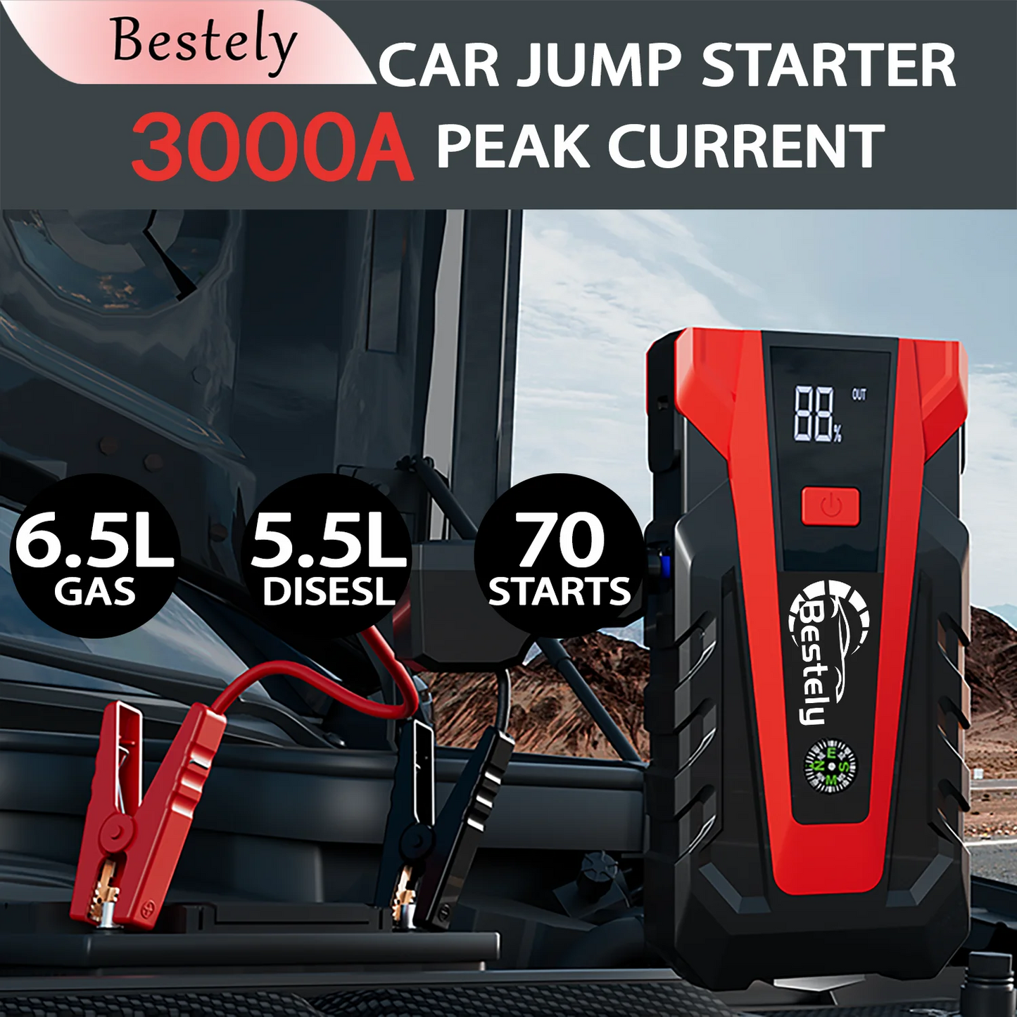 12v Car Battery Jump Starter (3000A) Tek Vortex