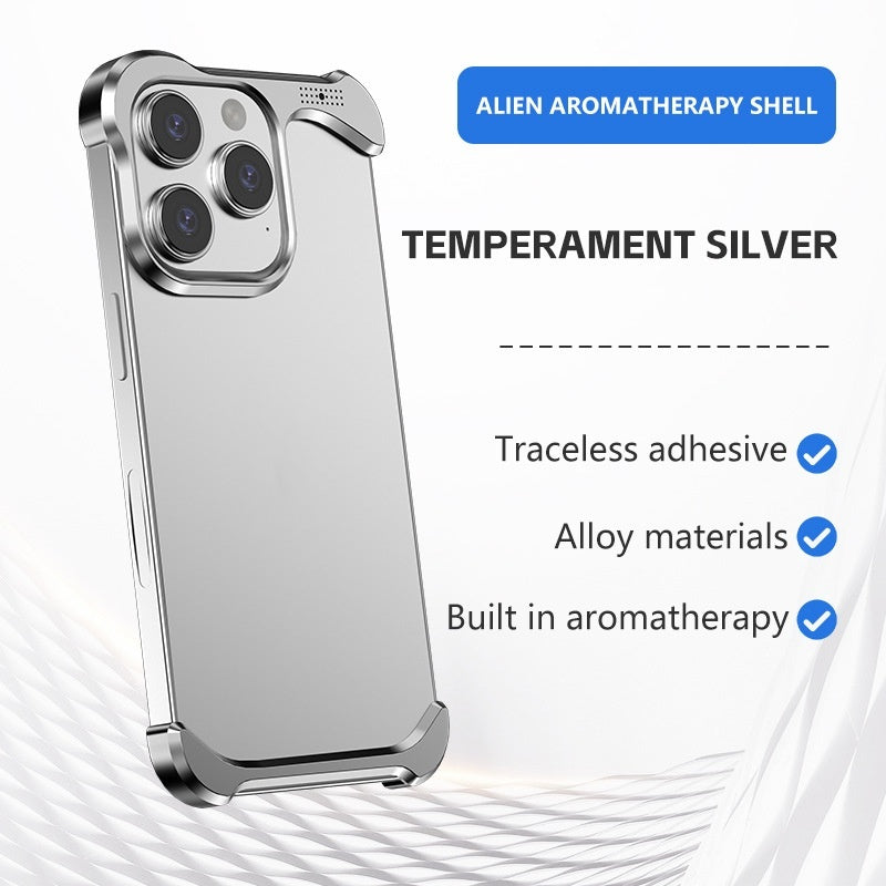 Special-shaped Aromatherapy Phone Case Frameless Metal Corner Pad