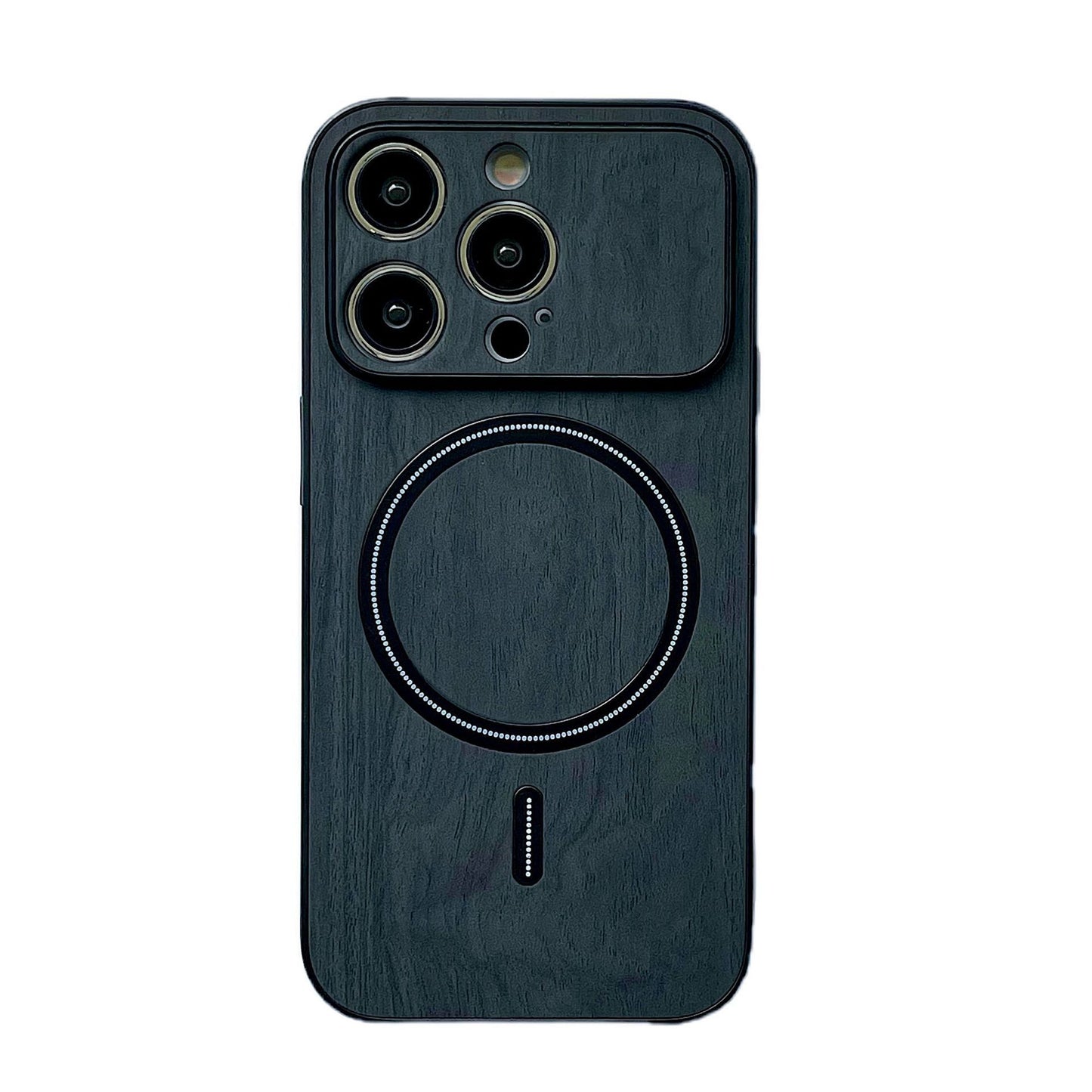Wood Grain Magnetic Large Window All-inclusive Fine Hole Phone Case