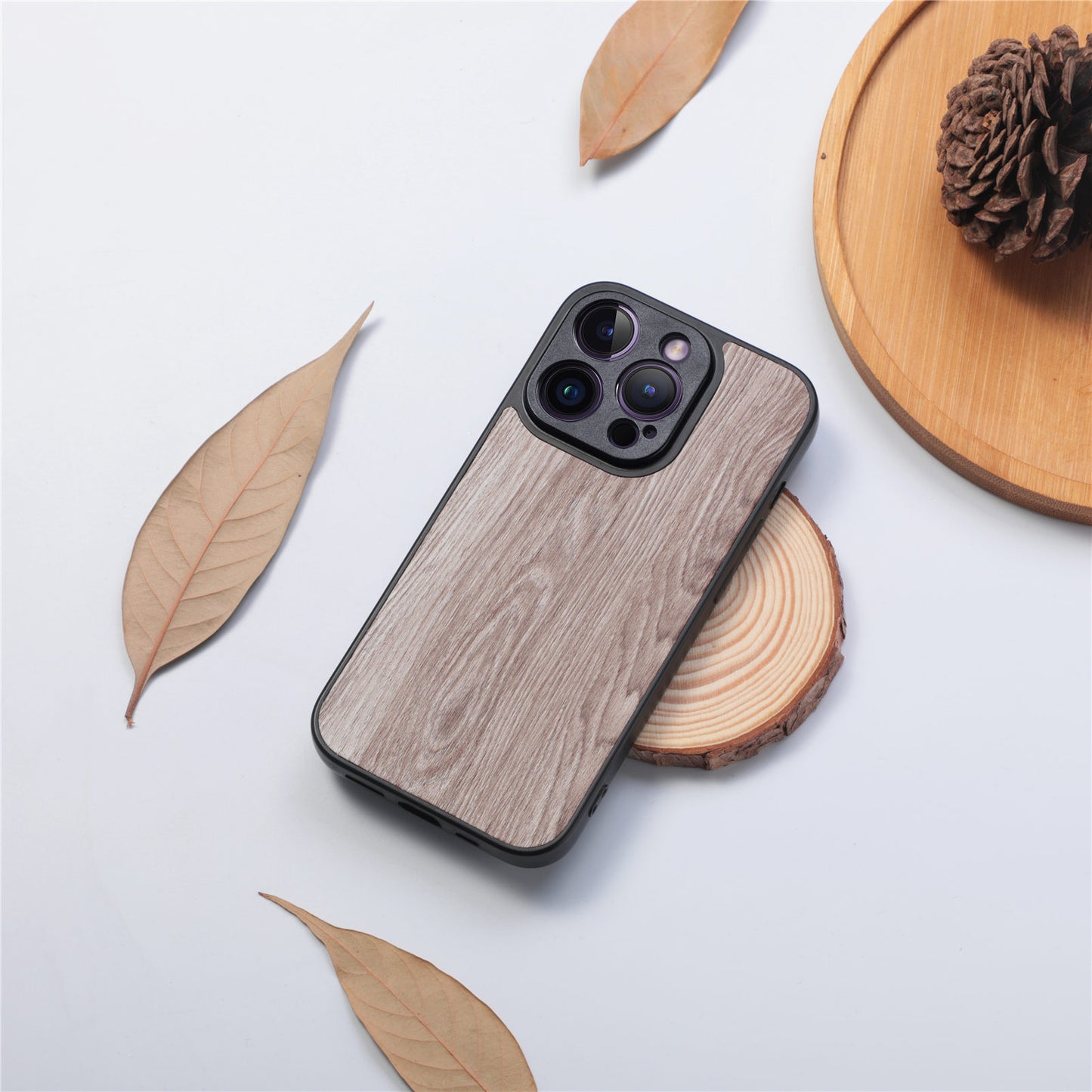 Wood Grain Phone Case Fine Hole Wood Veneer Protective Cover